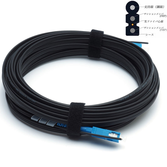 屋外用 光ファイバーケーブル FTTH 低摩擦 耐摩耗 SCコネクタ